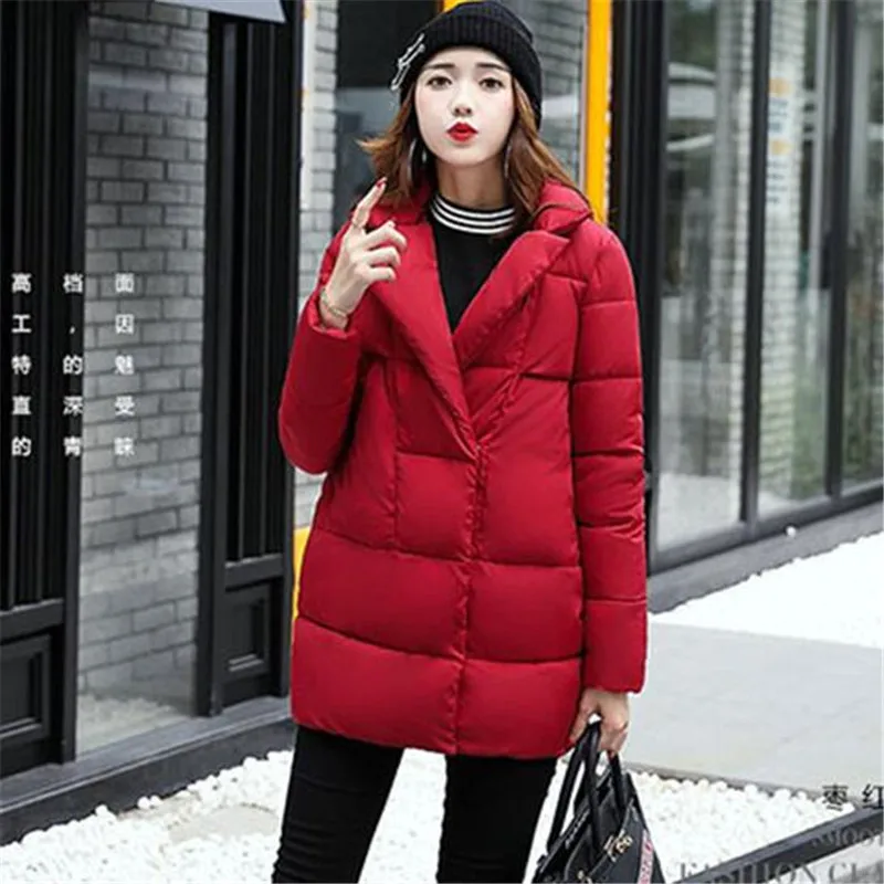 

2018 Woman Winter Jacket Coat Fashion Cotton Padded Jacket Long Style Hood Slim Parkas Plus Size Thicken Female Outerwear