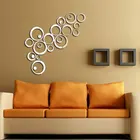 24 шт.лот 3D серебряные Круги зеркальные настенные наклейки сделай сам Настенная Наклейка украшение для ТВ фон домашний Декор акриловый Декор настенное искусство