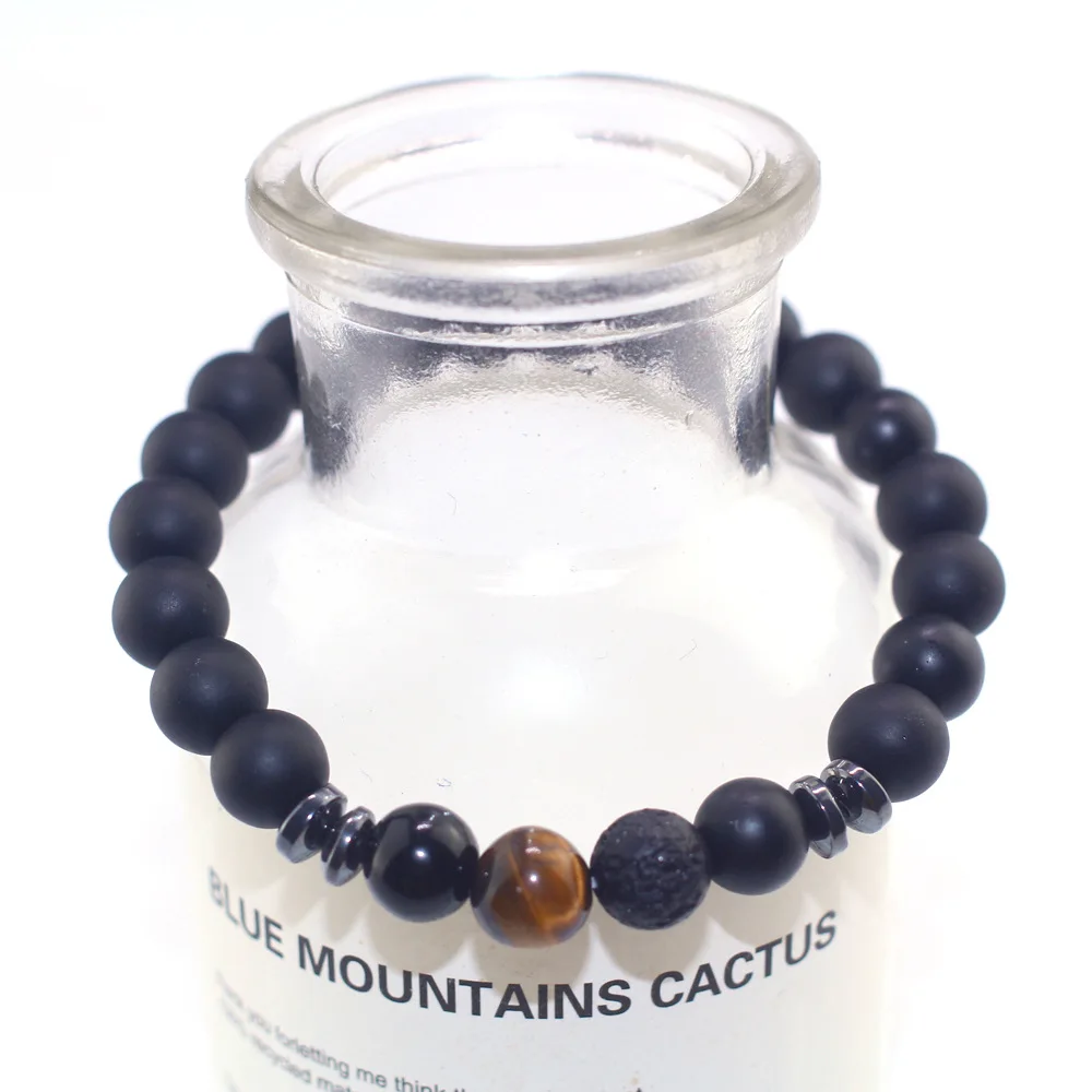 Fashion Couple Tiger Eye Stone Bracelets Bangles Classic Black&amp Matte tiger eye gallstone bead Charm Bead Bracelet Women Men | Украшения
