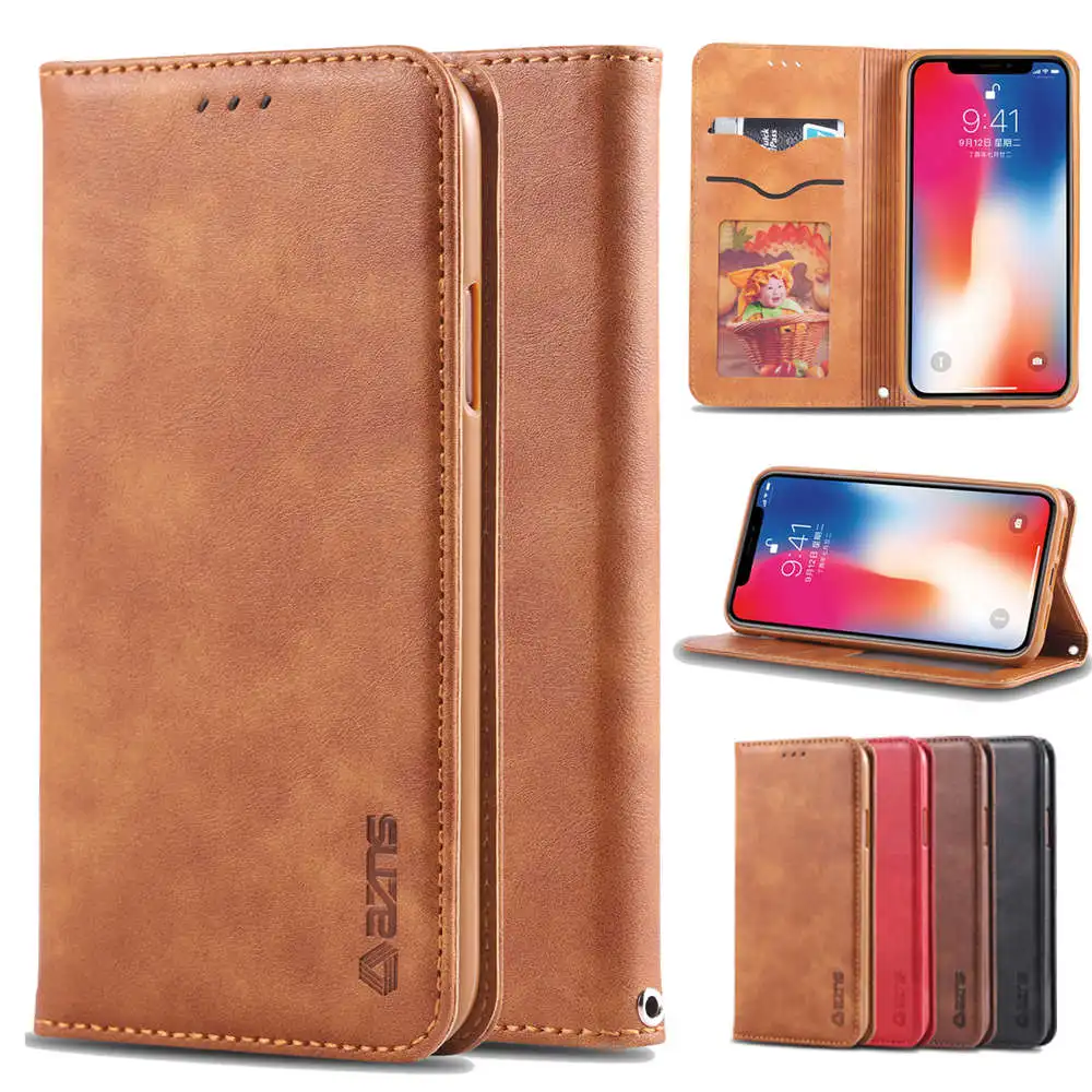 Ретро Магнитный флип чехол для iPhone X Xr Xs Max IPHONE XS MAX кожаный бумажник с подставкой