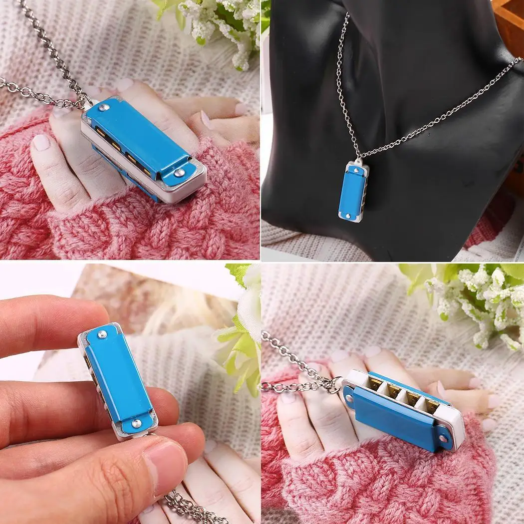 Дети 4 отверстия 8 тон Мини гармоника с necklace ем дома школы и т. д. цепь игрушка 12 г