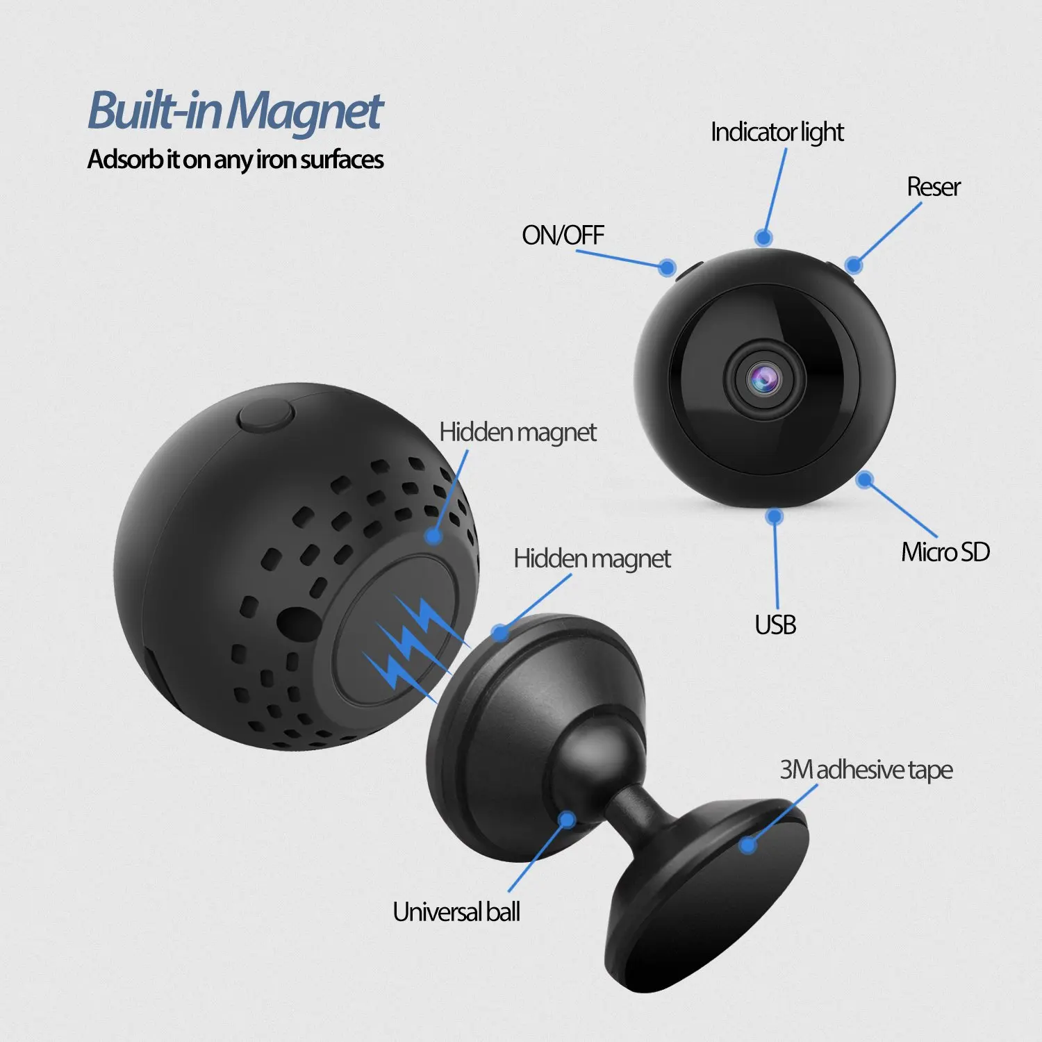 W8 Mini Wifi Camera Hd 1080p Magnet Bracket 150 Degree Wide Angle Night-Vision Motion Detection Audio Recorder Dv Dvr Ip Camer |