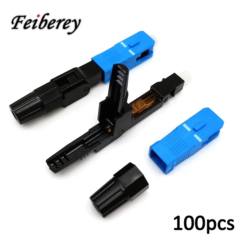 100 шт. SC UPC волоконно оптический Быстрый разъем FTTH новый быстрый одномодовый SC/UPC