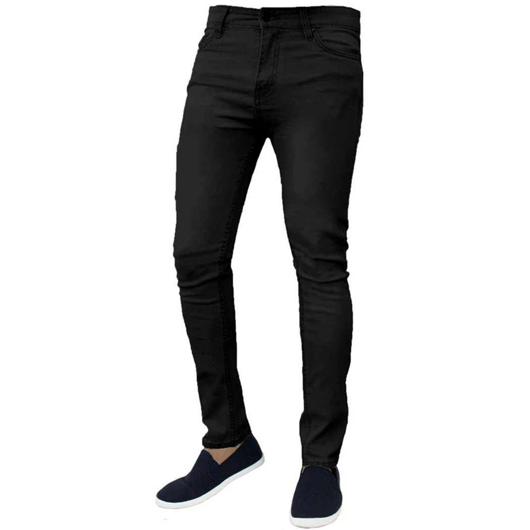 Casual Men Jeans Pants 2019 High Elastic Thin Denim Hip Hop Slim Fit Trousers Streetwear Male Blue Black Jogger Pantalon |