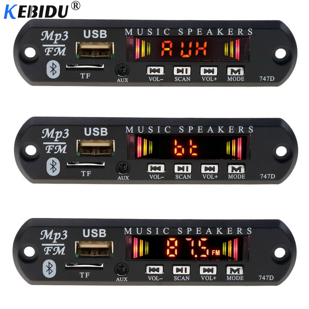 Kebidu Bluetooth MP3 плеер декодер плата FM радио TF USB 3 5 мм AUX модуль приемник автомобильный