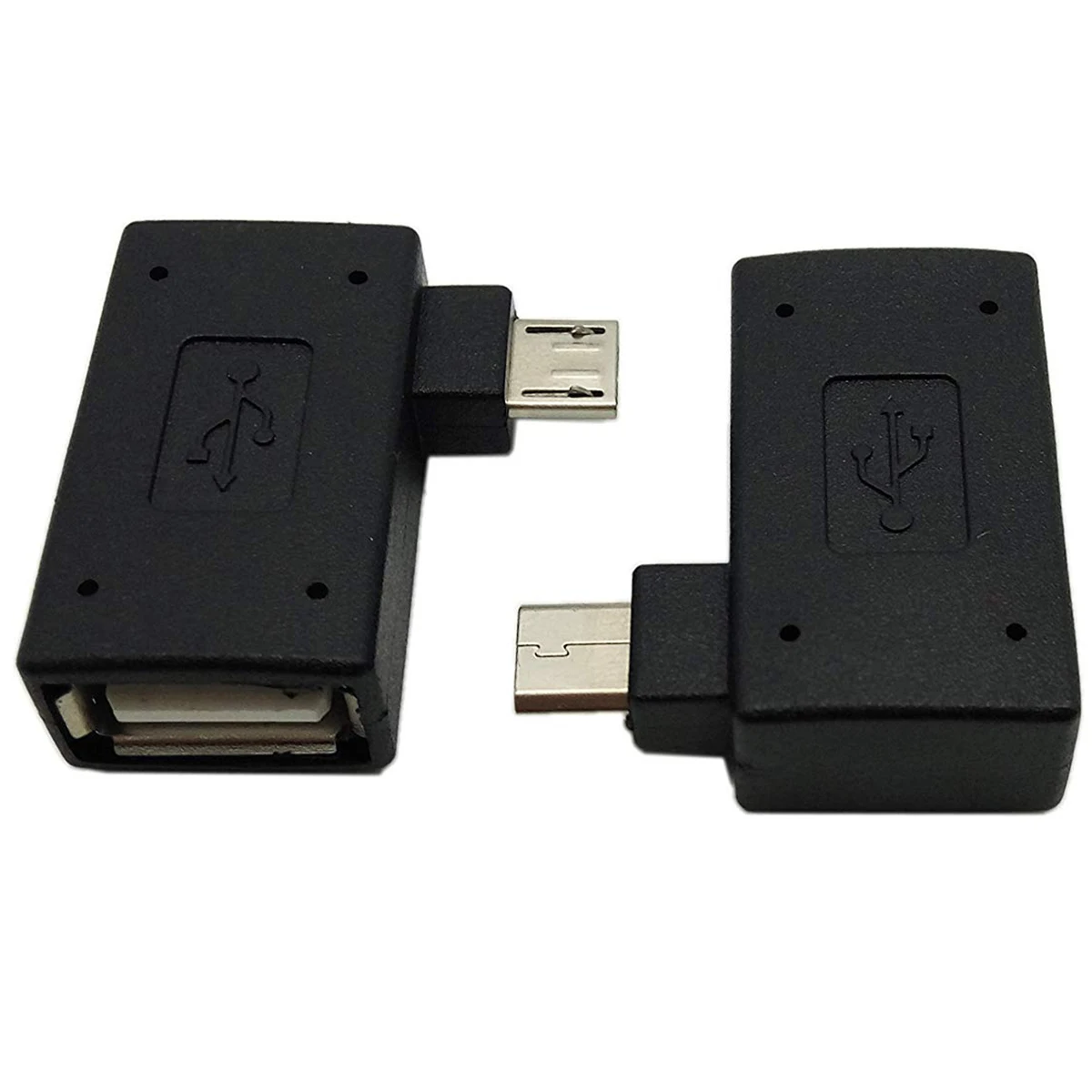 

1 Pair (Left+Right) 90 Degree Angled Micro-USB 2.0 to OTG Host Adapter with USB Power Connector For Mobile Phone Tablet