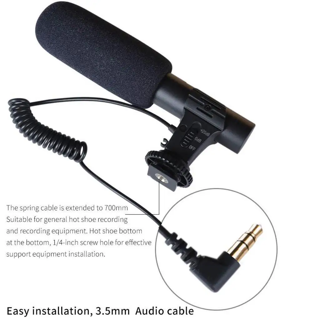 Микрофон камеры 4 K HD цифровая камера 130db 20db2db микрофон 50Hz 16 KHz черный ручной 41g