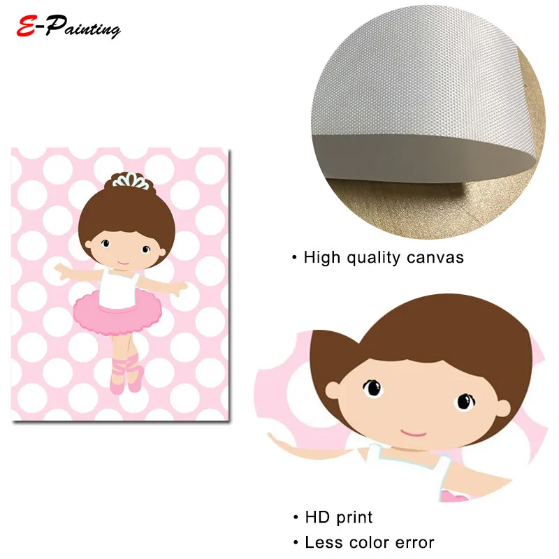 Baby Girl Nursery Art Prints Ballerina Dream Big Little One Pink and Grey Lovely Canvas Painting Pictures Kid Bedroom Poster | Дом и сад
