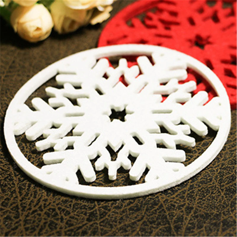 10pcs/set Merry Christmas Decorations Home Snowflakes Cup Pad Mat Non-woven Fabric Dinner Party Dish Tray Coffee Pads | Дом и сад