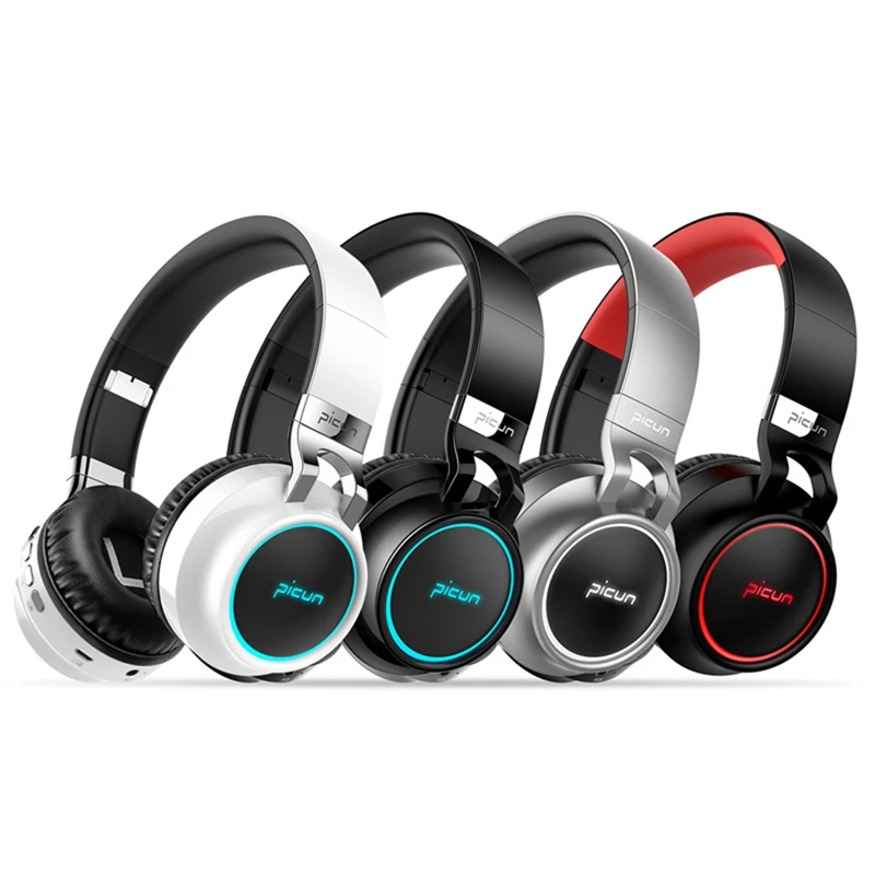Беспроводные наушники Picun P60 Bluetooth светящиеся 24 часа работы mp3 плеер с микрофоном