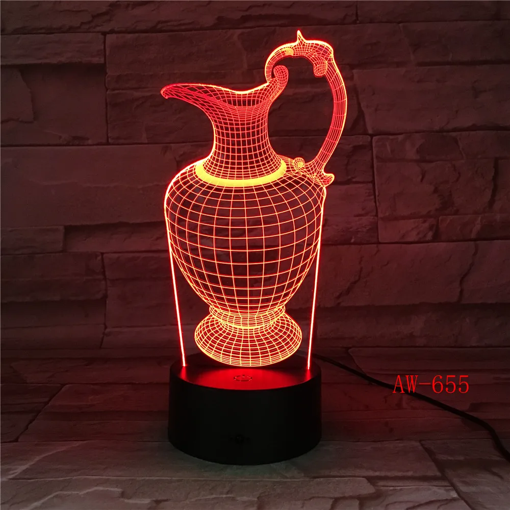 Ваза для цветов бутылка 3D светильник Акриловая Ночная лампа USB сна 3AA Батарея