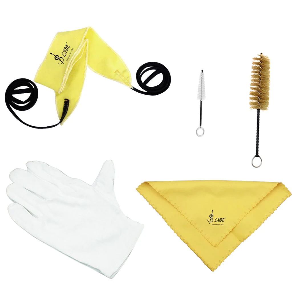 

Tooyful 5 in 1 Trumpet Cleaning Care Kit for Sax Wind Instrument Parts Cleaning Passing Wipe Cloth Mouthpiece Valve Brush Gloves