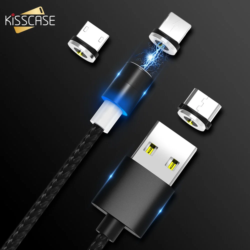 KISSCASE светодиодный магнитный кабель системы освещения Micro Тип usb C телефонный для