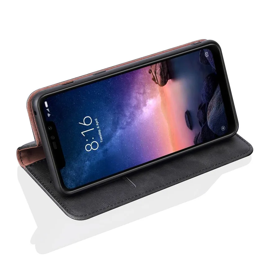 Чехол Telefoon Hoes для Xiaomi Redmi Note 6 4 ГБ 64 Роскошный кожаный флип бумажник с подставкой