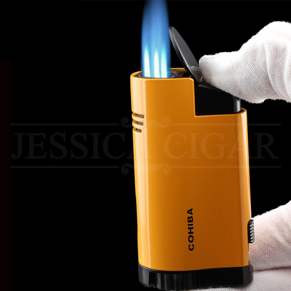 COHIBA зажигалки бутан Газовая зажигалка для сигар металлический ветрозащитный 3