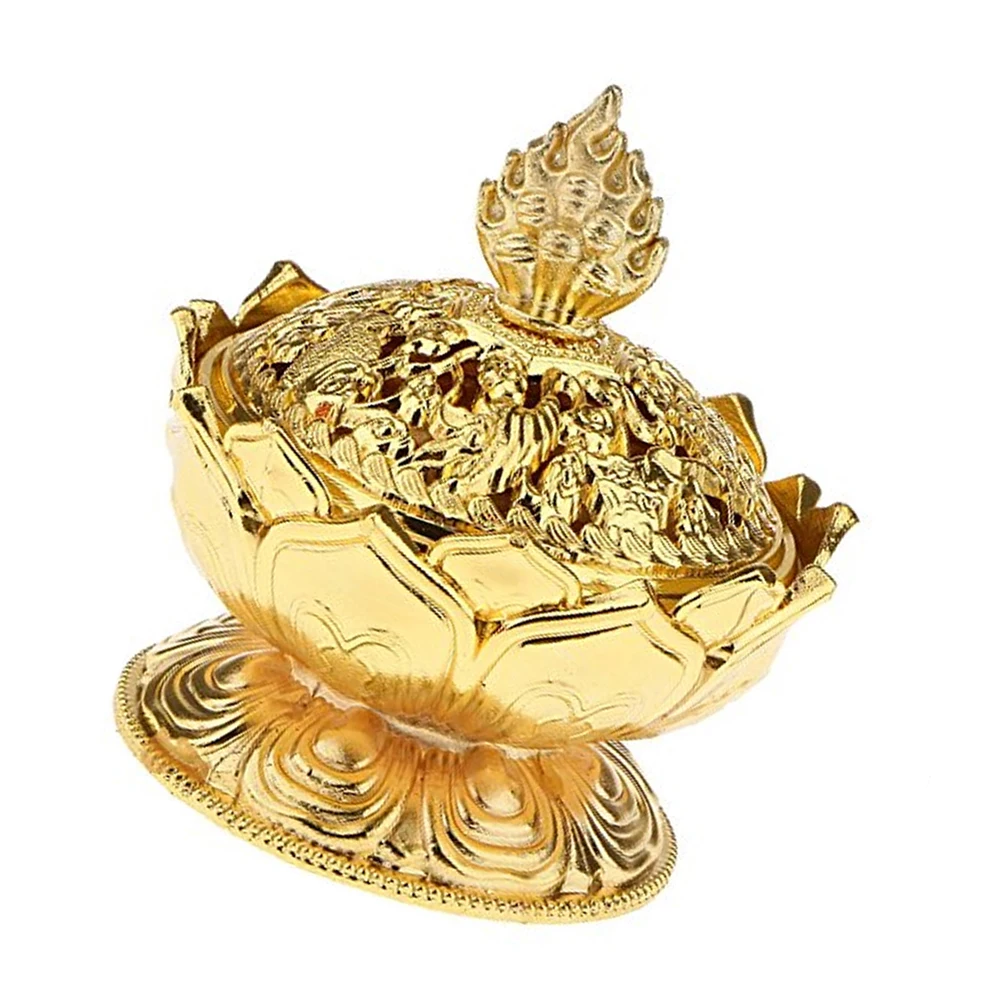 Chinese Buddha Alloy Incense Burner Lotus Flower Holder Handmade Censer for Buddhist Home Office Decoration | Дом и сад
