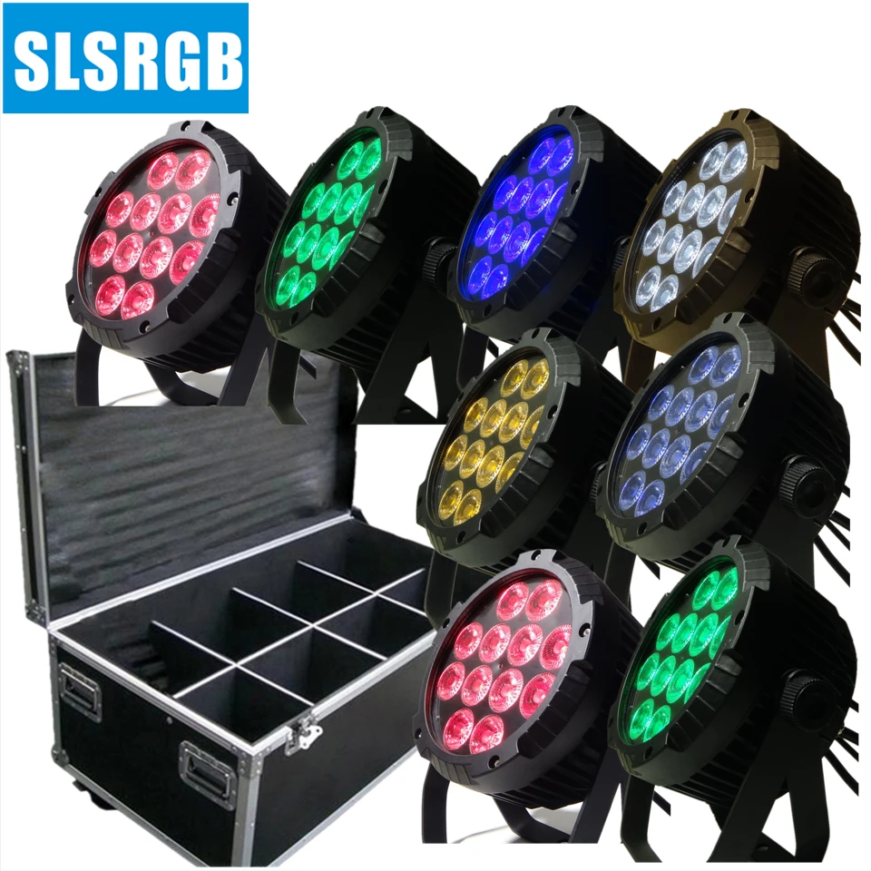 8 шт./лот с полетным чехлом новый светодиодный светильник 12x18 RGBWA + UV 6 в 1 плоский