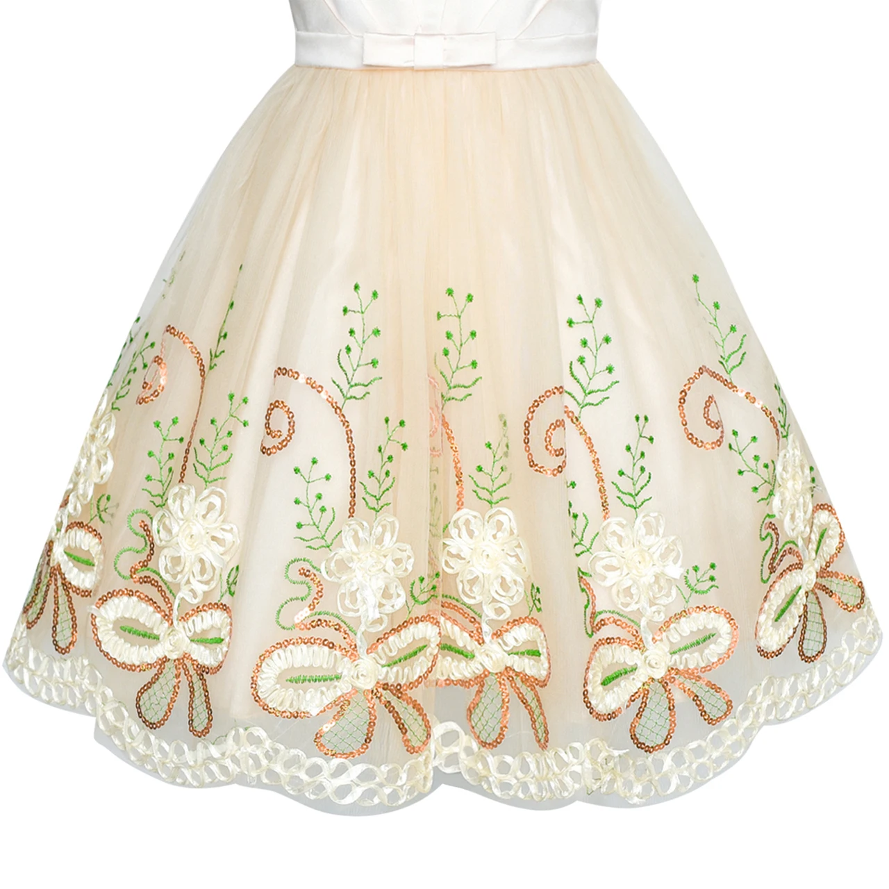 Sunny Fashion платья для девочек новогодние костюмы Цветок Девушка Платье шампанское