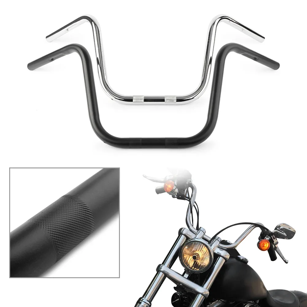 

12" Motorcycle Mini Ape Hanger Motorcycle Handlebar w/ Indents For Harley Davidson XL FL FLST FXST FXR Motorbike Handle Control