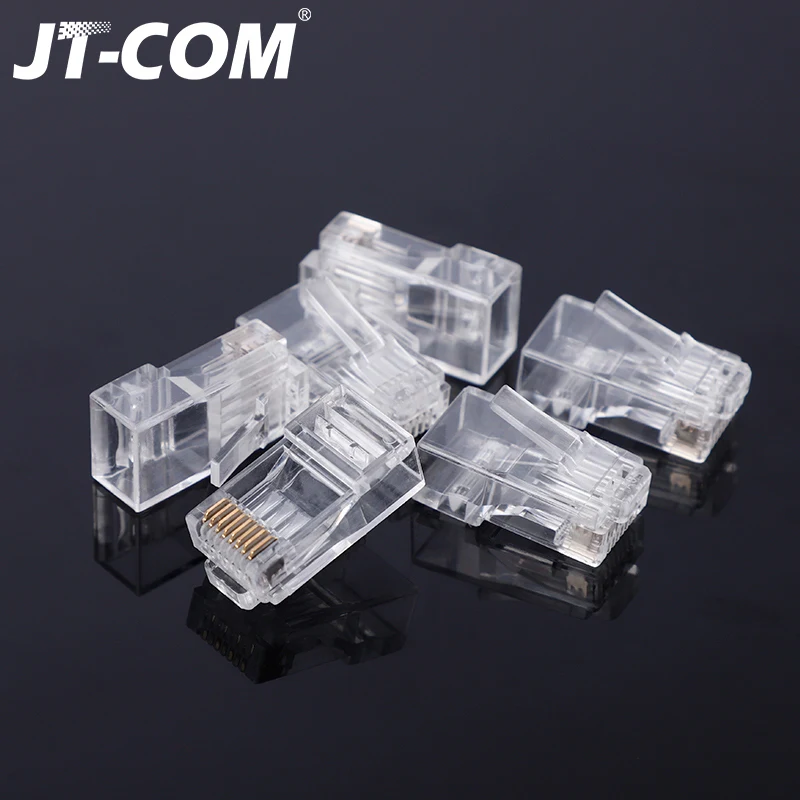 Разъем Cat6 RJ45 8P8C Модульный разъем кабеля Ethernet Позолоченный сетевой Cat 6 100PCS Crystal 8Pin