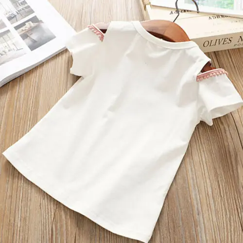 Emmaaby/Одежда для маленьких девочек платье футболка с открытыми плечами и