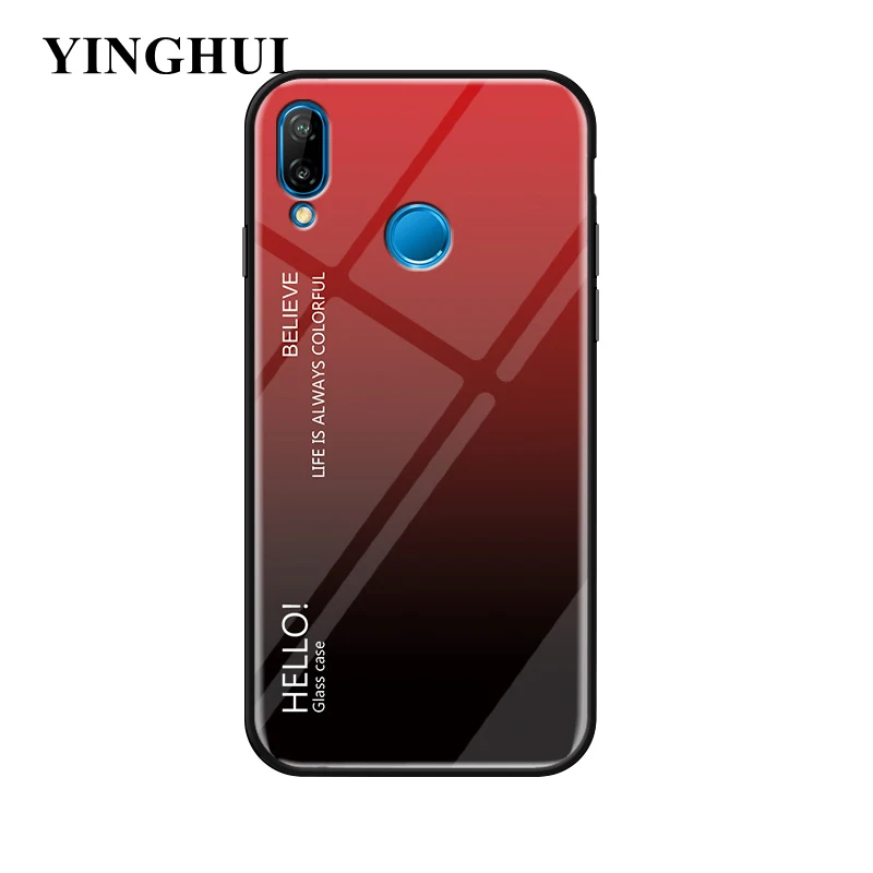 Роскошный ударопрочный чехол Coque On P20Pro для huawei P20 Lite с градиентным закаленным