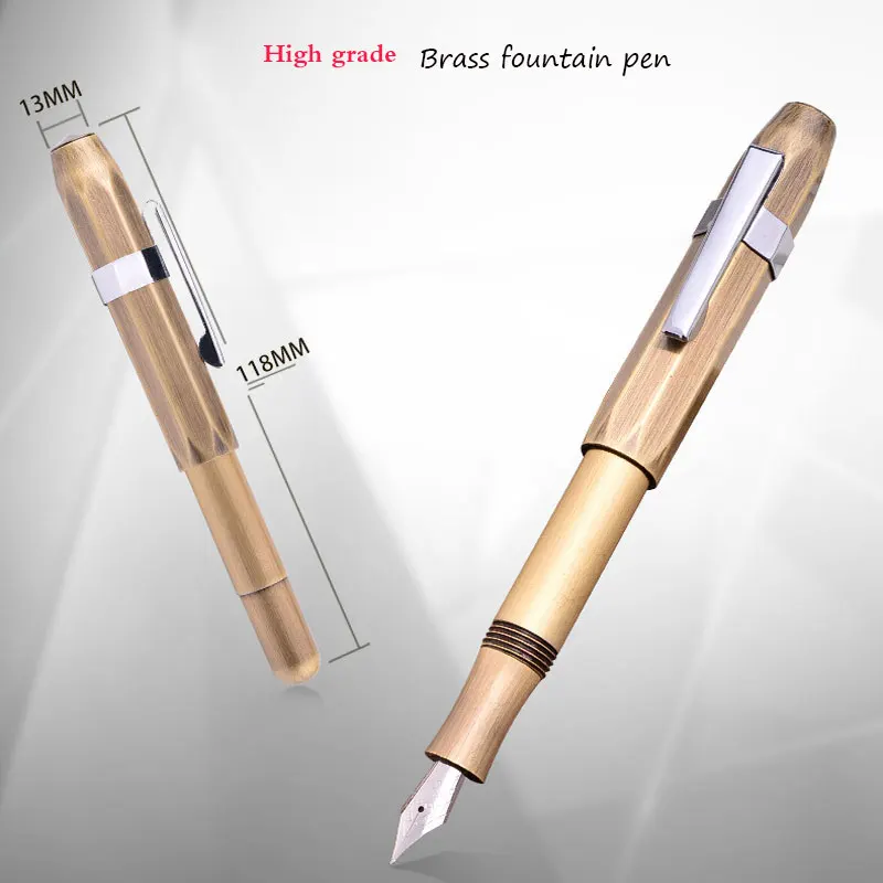Vintage Brass Fountain Penoctagonal Pure CopperTraveler Business Gift Pen Office School Student Men's | Канцтовары для офиса и
