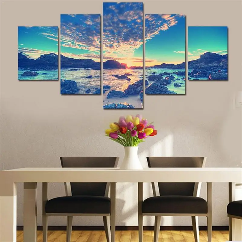 Настенное искусство 5 шт. закат пейзаж геомантические Комбинированные Картины