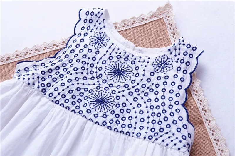 party embroidery dress baby clothes summer white smocked kids dresses for girls princess school children boutiques 69013 | Детская