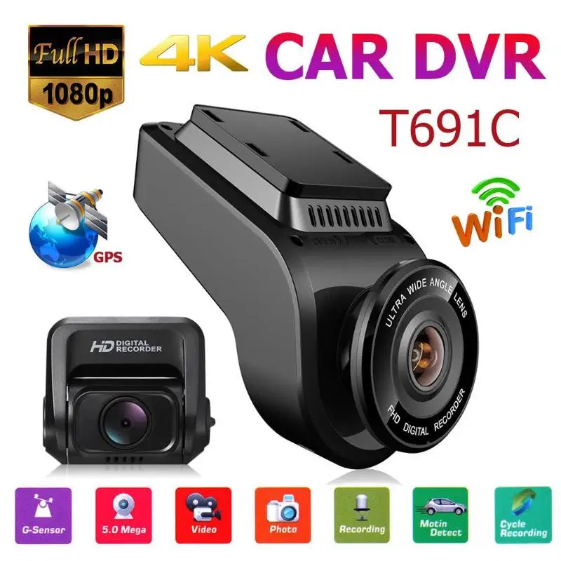 Phisung T691C мини 2 &quot4 K 2160P Автомобильный видеорегистратор Dash Cam 1080P FHD задняя камера 170