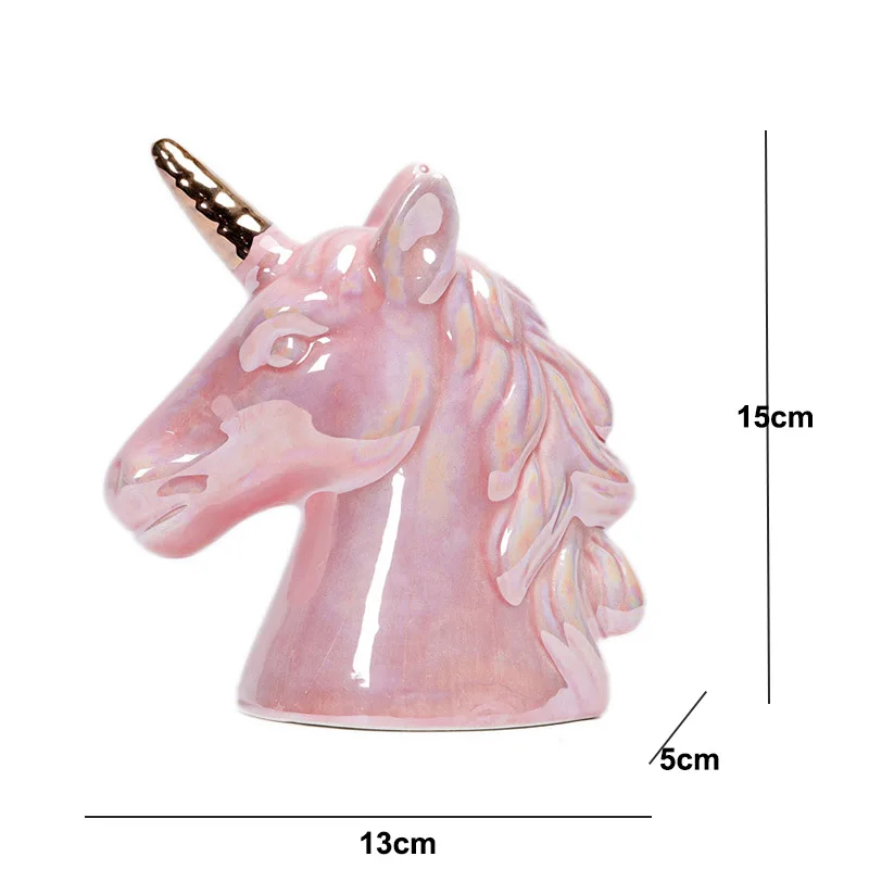 Розовая копилка для девочек в форме сердца единорога жемчужная глазурованная