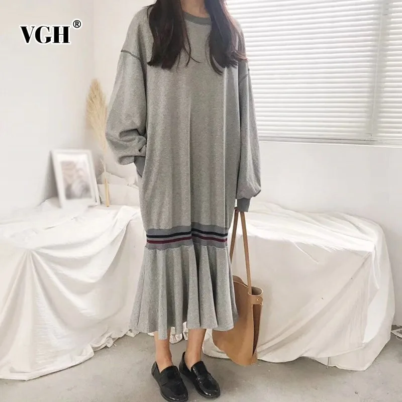 VGH платья в полоску для женщин O средства ухода за кожей Шеи фонари рукавом