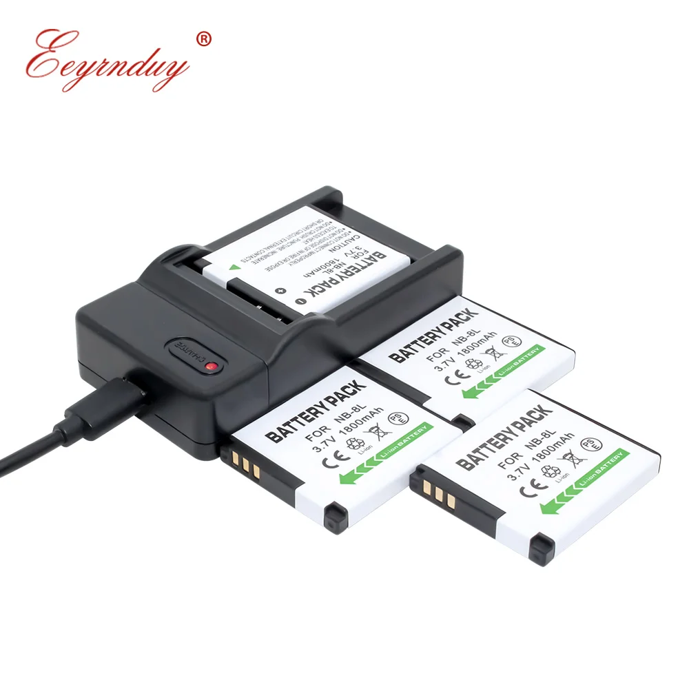 Аккумуляторная батарея (4 шт. в упаковке) и зарядное устройство USB для камер Canon NB 8L