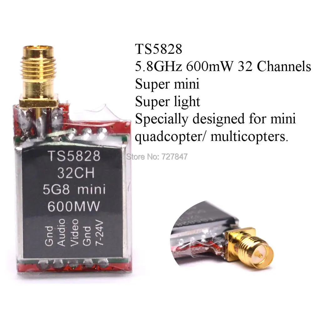 

NEW TS5828 / TS5828L / TS5828S 5.8GHz 600mW 40 Channels Mini Wireless A/V Transmitting (TX) TS5828 for gopro FPV Quadcopter