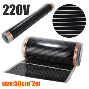 Электрический инфракрасный, проходящий под полом для пола Mayitr 220 В, 60 градусов, теплый коврик с пленкой, домашний электрические нагревательные колодки 50 см x 2 м