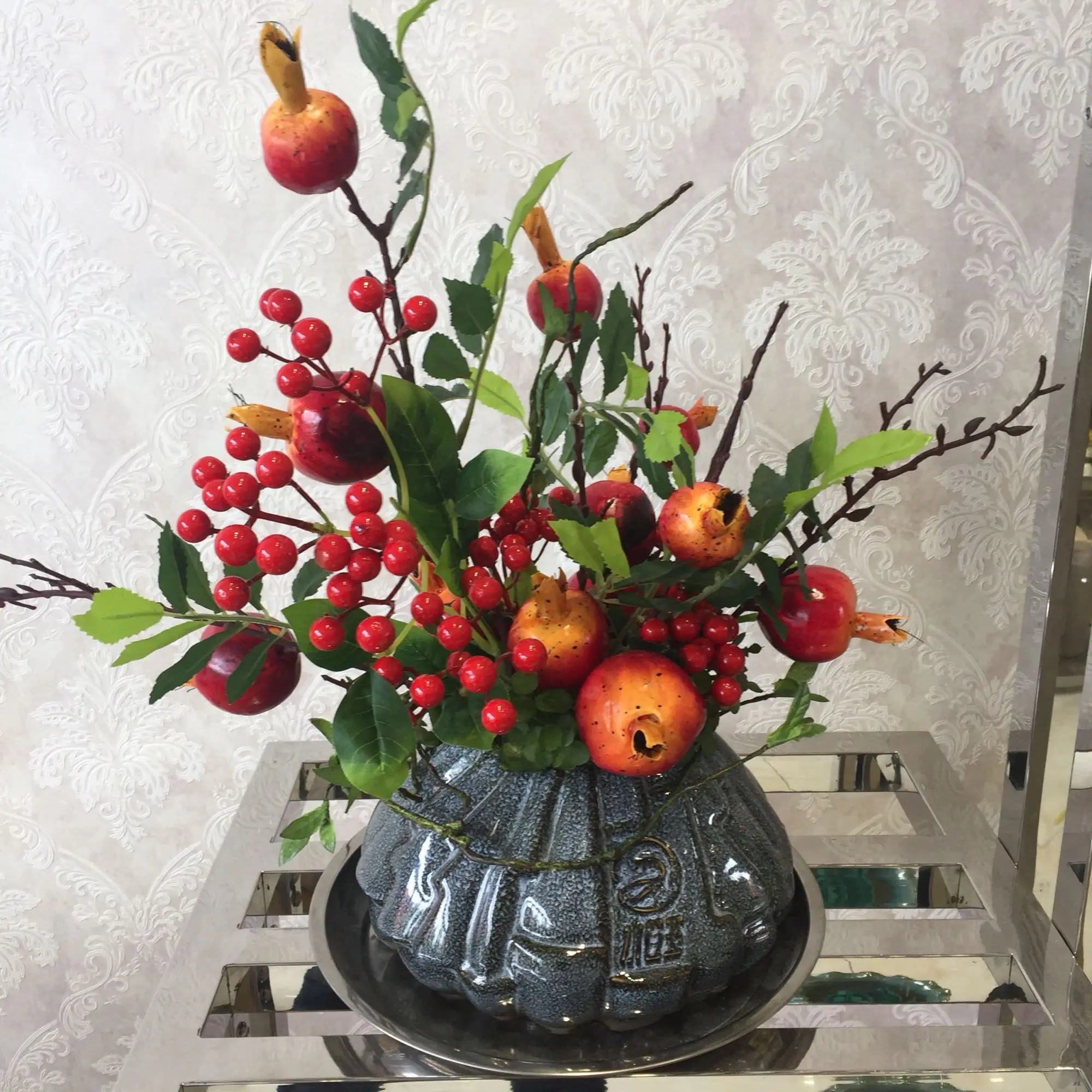 Современная керамическая креативная ваза горшок искусственный Гранатовый