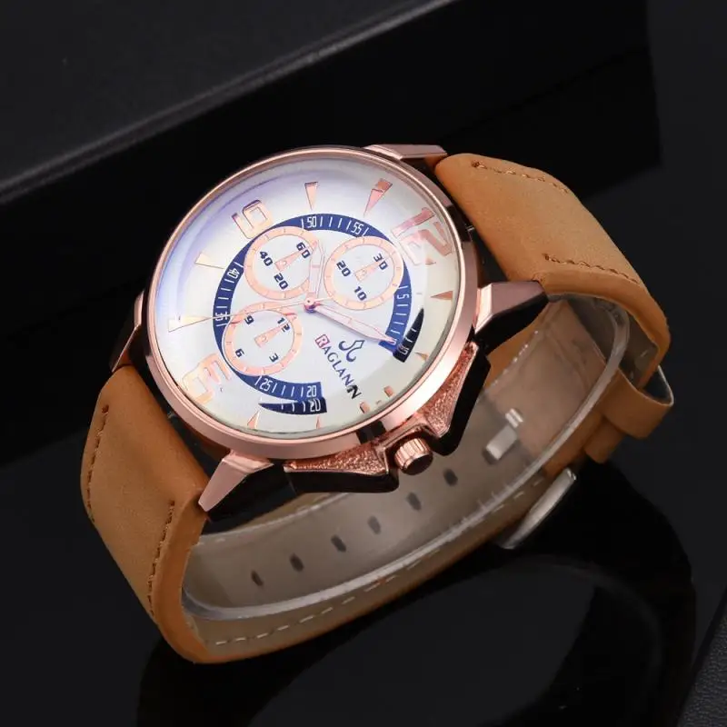 Для мужчин мужской PU ремешок кварцевые часы повседневное Стиль Изысканный