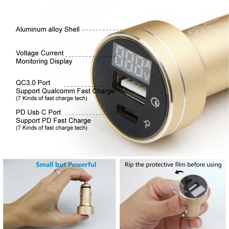 PD 3 0 быстрая зарядка автомобильное зарядное устройство type c 2 Usb C QC быстрое