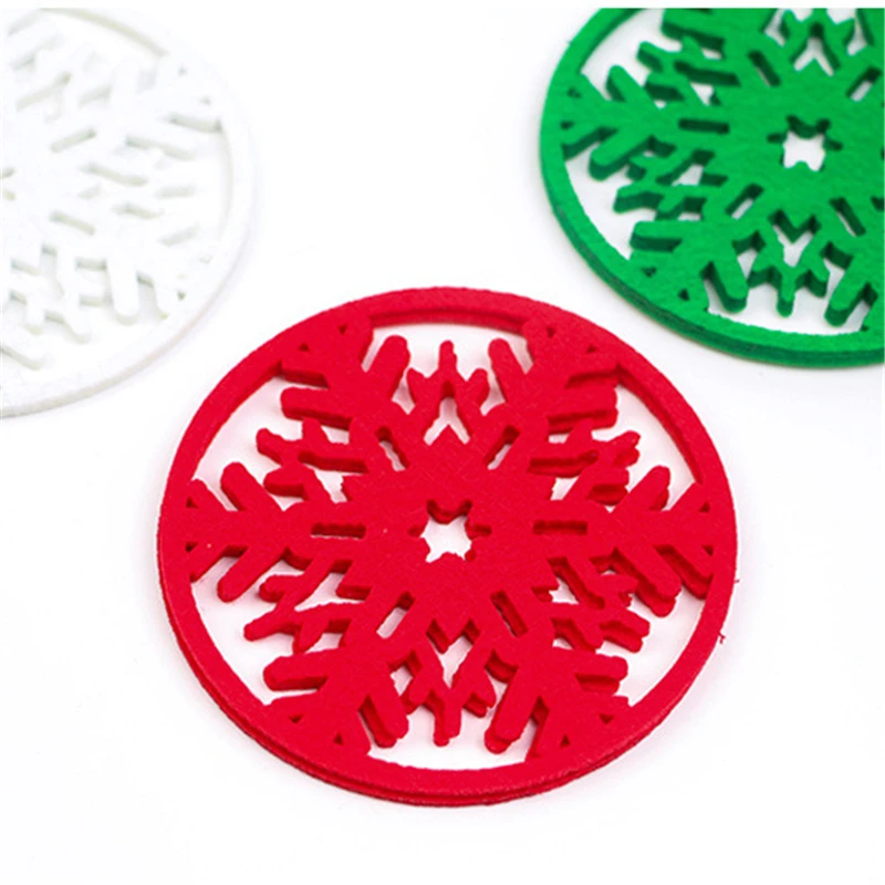 10pcs/set Merry Christmas Decorations Home Snowflakes Cup Pad Mat Non-woven Fabric Dinner Party Dish Tray Coffee Pads | Дом и сад