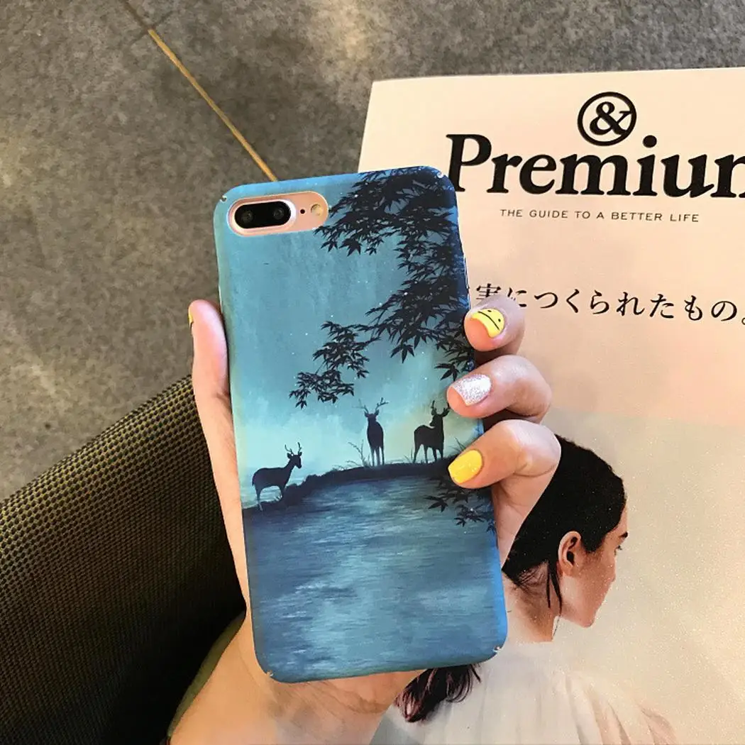 Elk Print PC Mobile Phone Case Back Anywhere You Need Cover For Easy to install and take off. iPhone |
