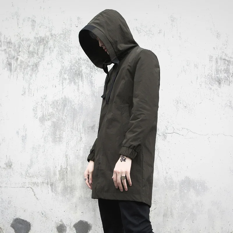 

Trench coat with men's, fashion casual high-hip trenchcoat for men, raincoat, spring Autumn, long coat for M-XL