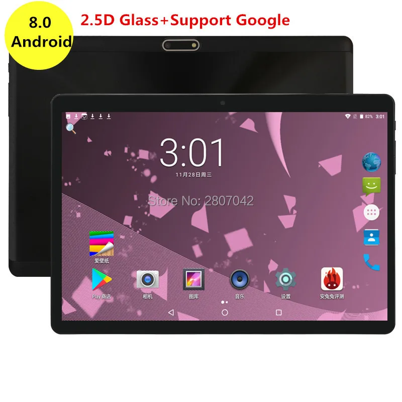 Google Ultra Slim Tablet PC 4 ГБ ОЗУ 64 Гб ПЗУ Восьмиядерный две камеры 1280X800 2.5D стекло IPS экран 8
