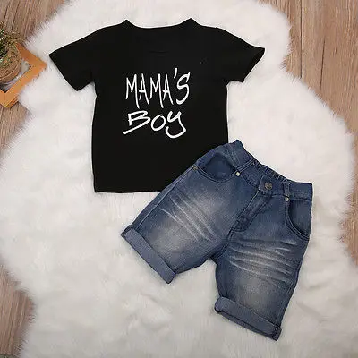 Cotton Newborn Toddler Kid Baby Boy Clothes T Shirt Top Denim Shorts Pants Summer Outfit Set | Детская одежда и обувь