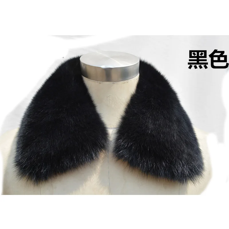 Воротник из 100% натурального кроличьего меха черный шарф цельного кролика для