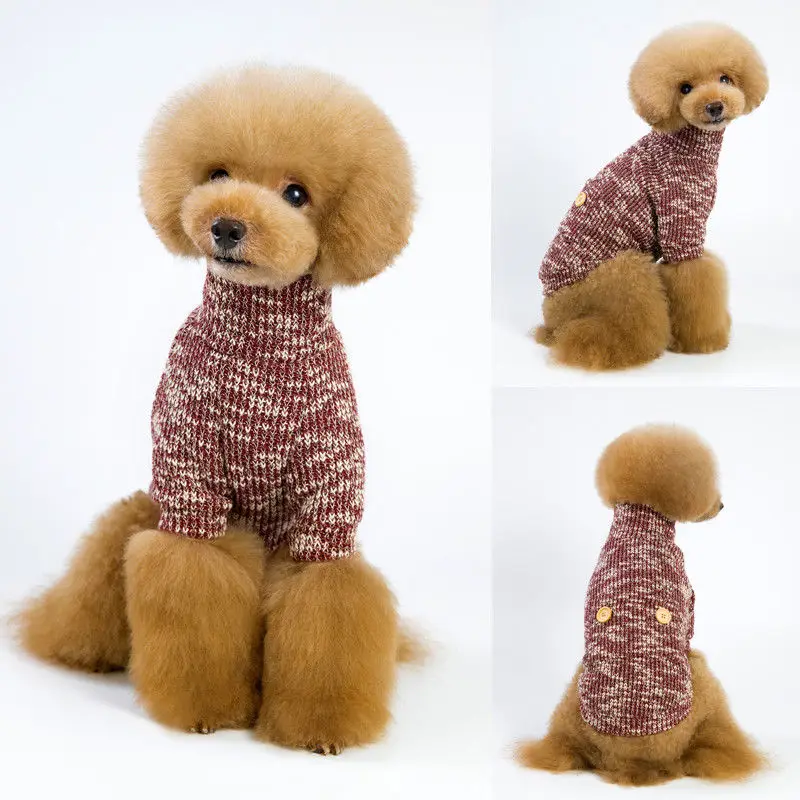 Winter Warm Pet Dog Coats Knit Sweaters Cute Puppy Jumper Sweater Clothes Small Coat 3 Colors Plus Size |