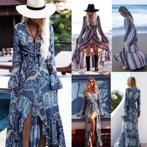 Женское сексуальное богемное платье с цветочным рисунком свободное Летнее