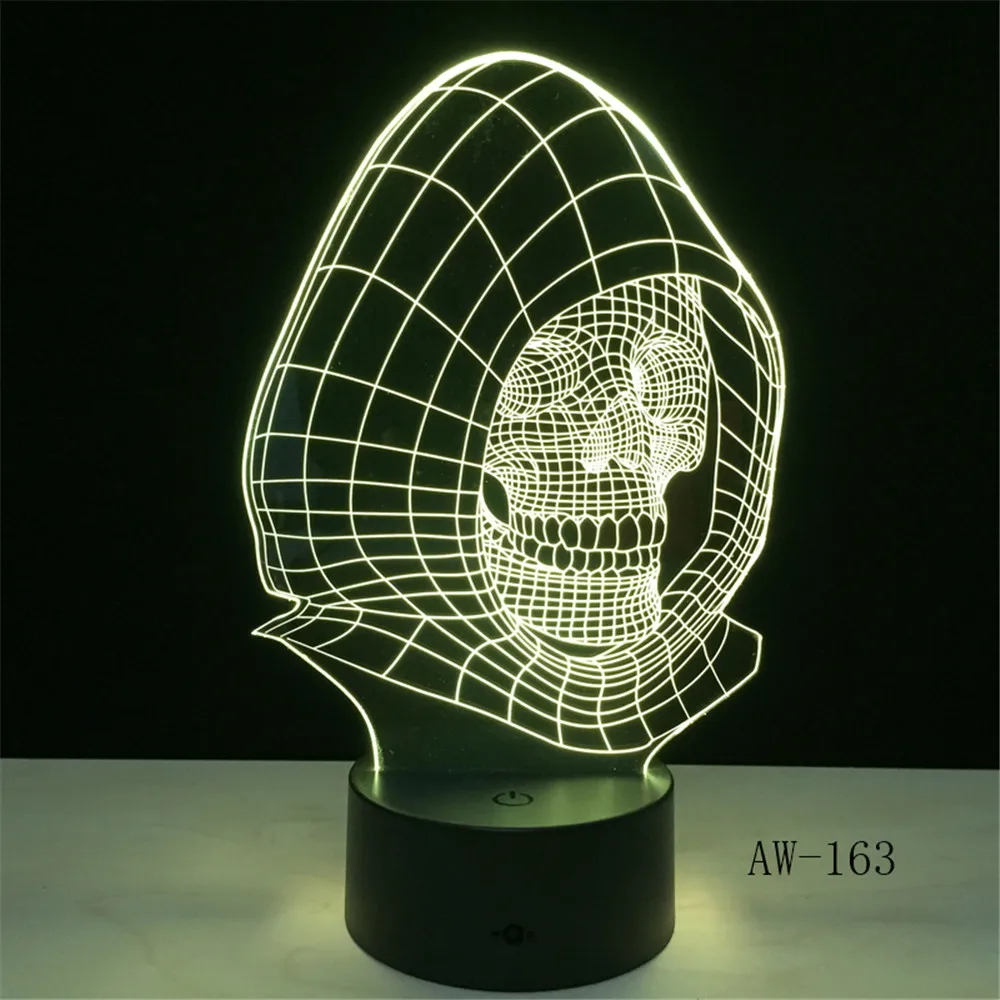 Цветная 3D Светодиодная лампа в виде черепа налобный фонарь визуальный