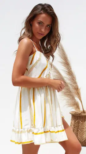 Модное женское летнее без рукавов Полосатое Клубное вечернее пляжное