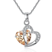 romantic women necklace jewelry 5 color cubic zirconia love heart crystal necklace charm women choker jewelry size 22 517 5mm