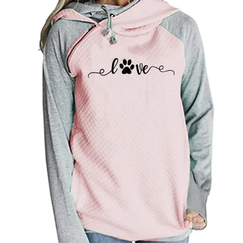 

2018 New Fashion Heart Love Dog Cat Electrocardiogram Women Hoodies Harajuku Tops Sweatshirt Femmes Hoodies Funny Comfortable